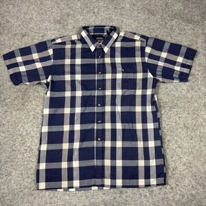 Timber‎ Ridge Short Sleeve Blue Plaid Button Up Shirt Men's Large